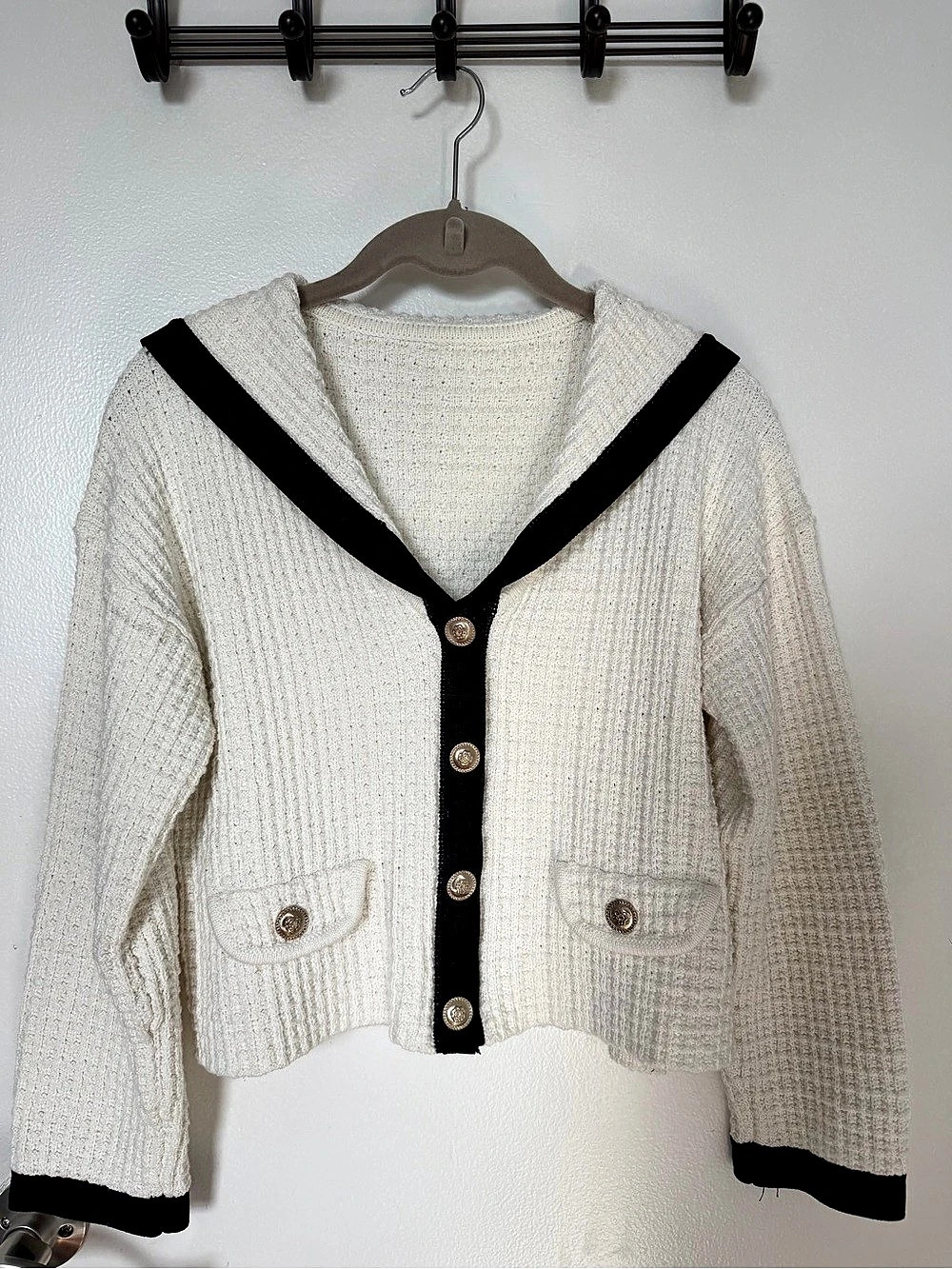 Knit Sailor Collar Cardigan Size Medium